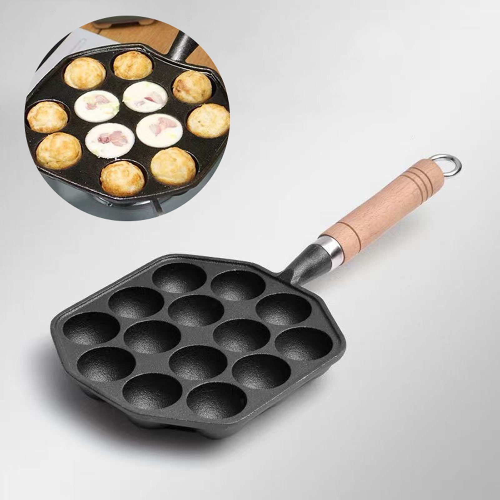 Takoyaki Grill Plate - Panela de ferro fundido antiaderente com